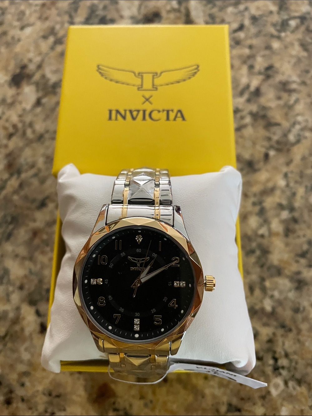 Invicta Two-Tone Gold and Silver Watch with Black Dial